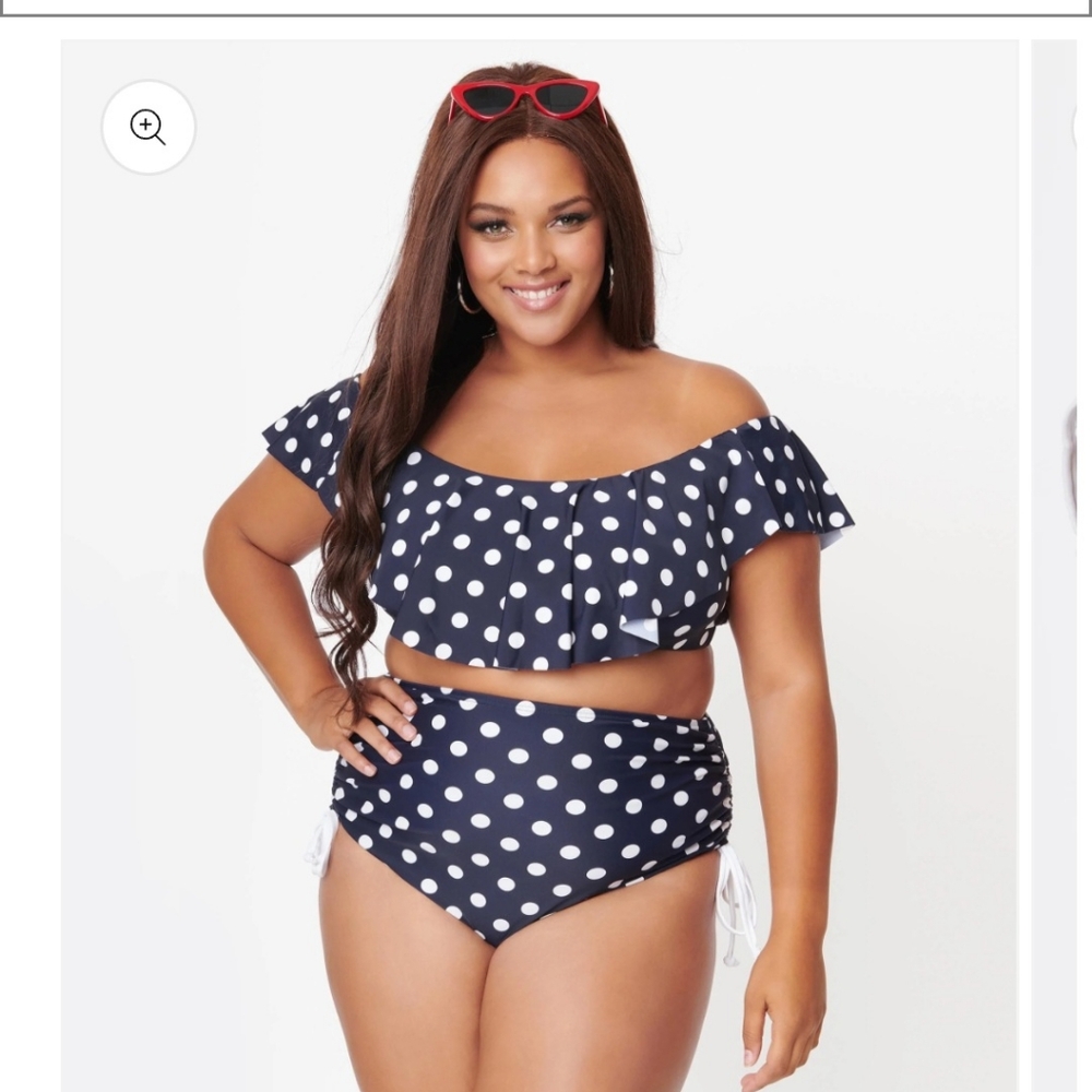 Navy Polka Dot Bikini Top